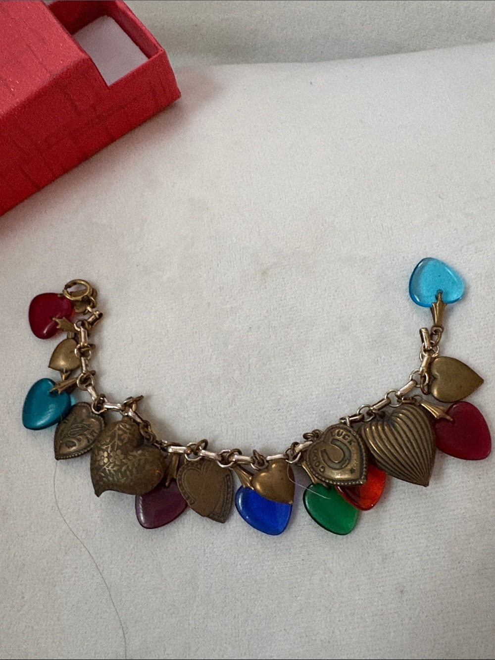 Multicolor Heart Charm Bracelet - Women's Jewelry